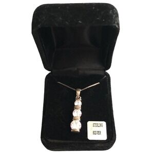 JC 925 Sterling Silver multi Faceted CZ pendant/Necklace - 21 5/8"